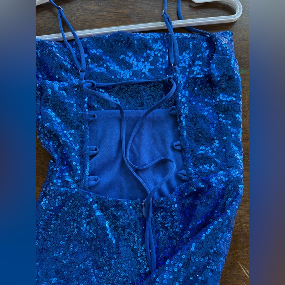Lucy in the Sky Blue Sequin Mini Dress - Picture 4 of 5